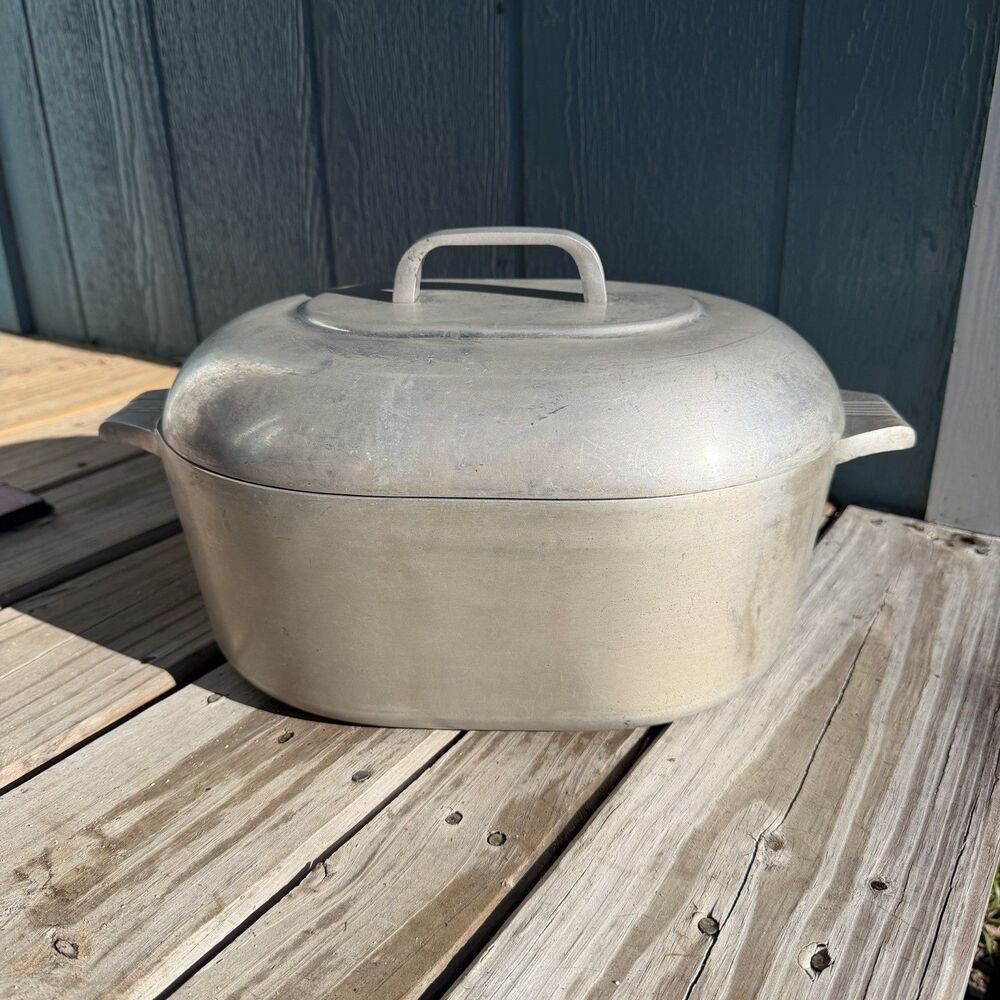 Vintage Wagner Ware Sidney O Magnalite 4265P Oval Roaster 8 Qt w/ Trivet & Lid